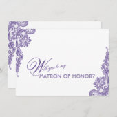 Carte Mariage de dentelle ultra violet moderne Matron d' (Devant / Derrière)
