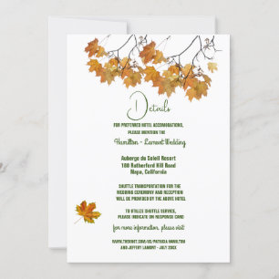 Carte Mariage de fermeture de l'automne