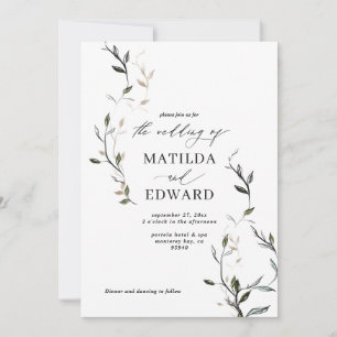Carte Mariage de feuillage botanique en feuilles esquiss