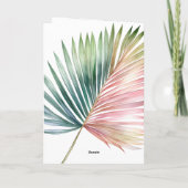 Carte Mariage de feuille verte rose tropicale (Dos)