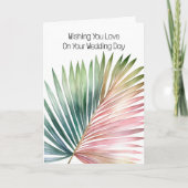 Carte Mariage de feuille verte rose tropicale (Devant)