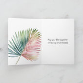 Carte Mariage de feuille verte rose tropicale (Intérieur)