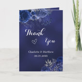 Carte Mariage de fleurs de photo bleu marine merci (Devant)
