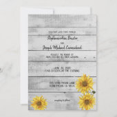 Carte Mariage de fleurs de soleil en bois blanc ru (Devant)
