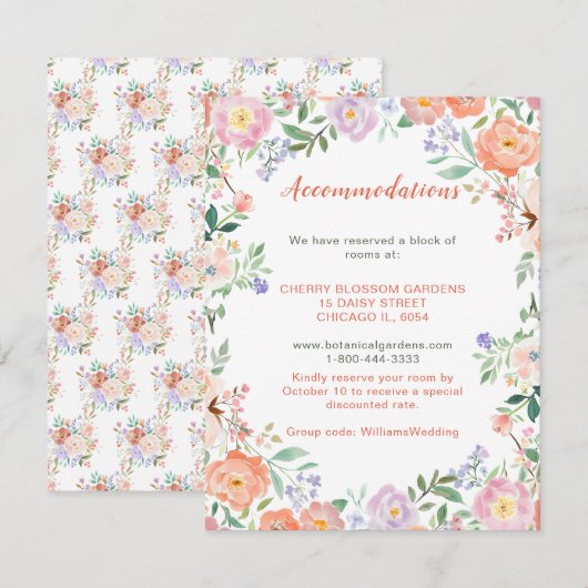 Carte Mariage de fleurs printanières (Devant / Derrière)