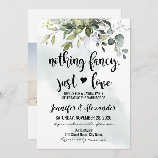 Carte Mariage de Fugue avec Verdure (Devant / Derrière)