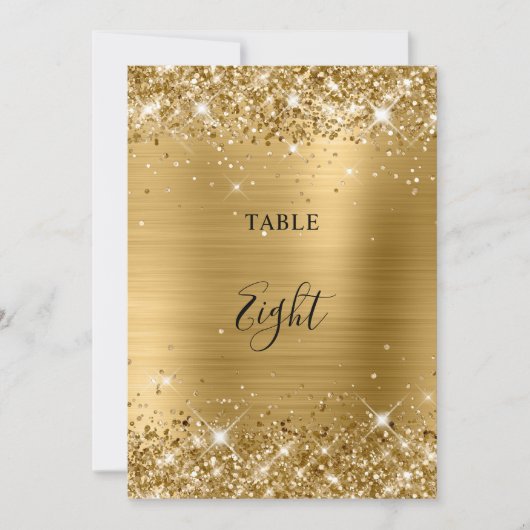 Carte Mariage de glitterie Gold Foil Numéro de tableau 5 (Devant)