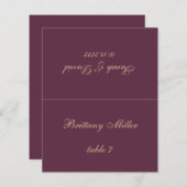 Carte Mariage de la couleur du vin - Nom de l'invi (Devant / Derrière)