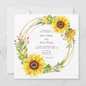 Carte Mariage de la couronne de tournesol anneau doré (Devant)