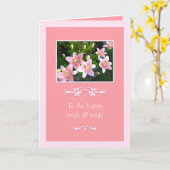 Carte Mariage de la mariée aux lys roses et de la mariée (Fleur jaune)