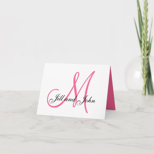 Carte Mariage de la mariée rose Monogramme (Devant)