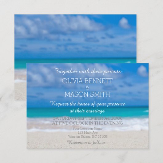 Carte Mariage de la plage de Destination Tropical  (Devant / Derrière)