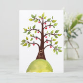 Carte Mariage de l'arbre du monogramme vert de pri (Debout devant)