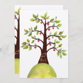 Carte Mariage de l'arbre du monogramme vert de pri (Devant / Derrière)
