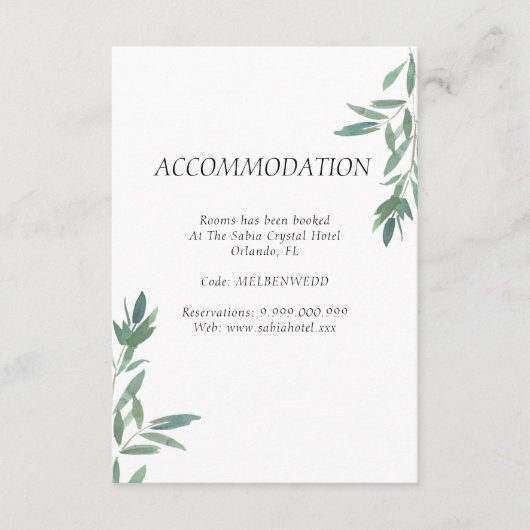 Carte Mariage de logement Green Foliage (Devant)