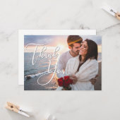Carte Mariage de lune de miel moderne 2 Merci photo (Devant/Arrière en situation)