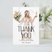 Carte Mariage de mariée Gown Fête des mariées Merci (Debout devant)