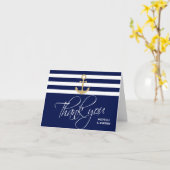 Carte Mariage de Merci d'Ancre bleu marine (Fleur jaune)