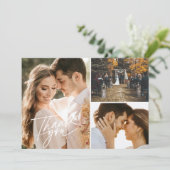 Carte Mariage de Merci de collection de trois photos Scr (Debout devant)