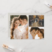 Carte Mariage de Merci de collection de trois photos Scr (Devant/Arrière en situation)