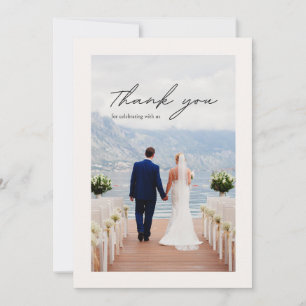 Carte mariage de Merci de fleurs minimaliste beige
