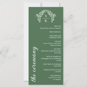 Carte Mariage de monogramme de couronne verte de fougère