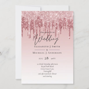 Carte MARIAGE de Parties scintillant rose or Rose