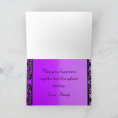 Carte Mariage de Pendentif de coeur orné violet et noir (Intérieur)