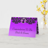 Carte Mariage de Pendentif de coeur orné violet et noir (Fleur jaune)