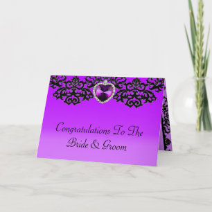 Carte Mariage de Pendentif de coeur orné violet et noir