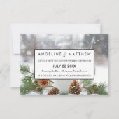 Carte Mariage de Pinecone et Snowflakes d'hiver (Devant)
