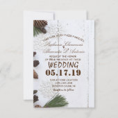 Carte Mariage de Pinecone et Snowflakes d'hiver (Devant)