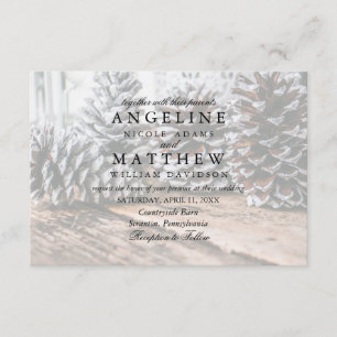 Carte Mariage de Pinecone et Snowflakes d'hiver