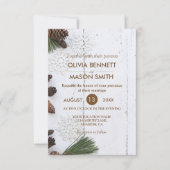 Carte Mariage de Pinecone et Snowflakes d'hiver (Devant)