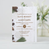 Carte Mariage de Pinecone et Snowflakes d'hiver (Debout devant)