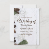 Carte Mariage de Pinecone et Snowflakes d'hiver (Devant)