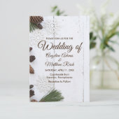Carte Mariage de Pinecone et Snowflakes d'hiver (Debout devant)