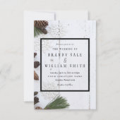 Carte Mariage de Pinecone et Snowflakes d'hiver (Devant)