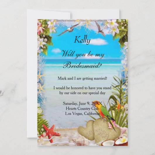 Carte Mariage de plage tropicale (Devant)