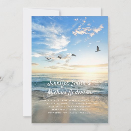 Carte Mariage de plage tropicale à l'étranger Photo Océa (Devant)