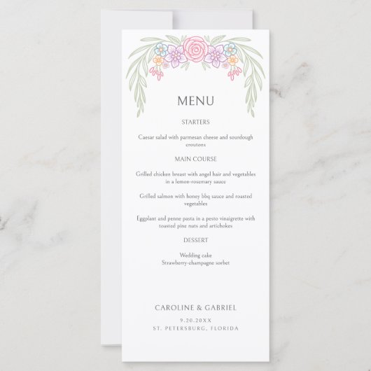 Carte Mariage de prairie fleur sauvage (Devant)