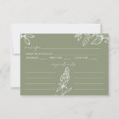 Carte Mariage de recettes Sage Green Boho Flowers (Devant)