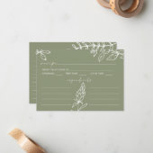 Carte Mariage de recettes Sage Green Boho Flowers (Devant/Arrière en situation)