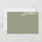 Carte Mariage de recettes Sage Green Boho Flowers (Dos)
