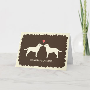 Carte Mariage de Retrievers Labrador Jaune Félicitations