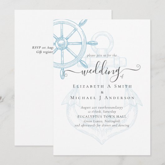 Carte Mariage de roue des navires nautiques (Devant / Derrière)
