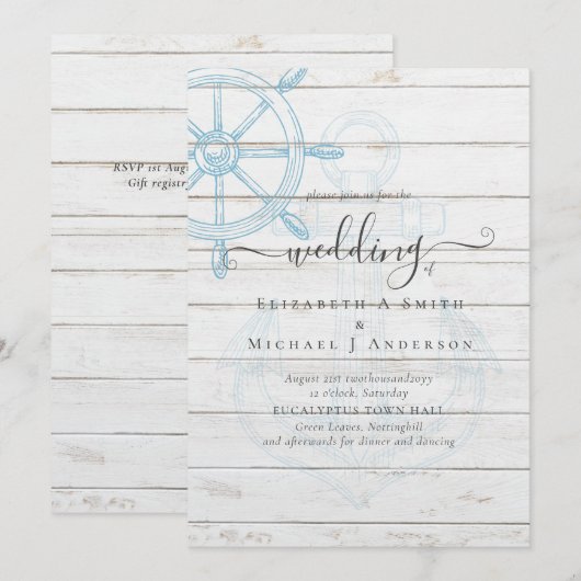 Carte Mariage de roue des navires nautiques (Devant / Derrière)