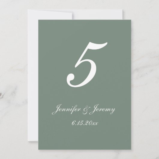 Carte Mariage de script blanc moderne Sage Green (Devant)