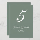 Carte Mariage de script blanc moderne Sage Green (Devant / Derrière)