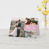 Carte Mariage de script Blush Pink Modern Merci (Fleur jaune)